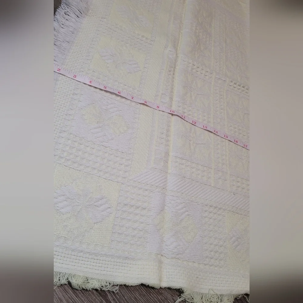 Vintage Baby Blanket With Fringe Yellow
